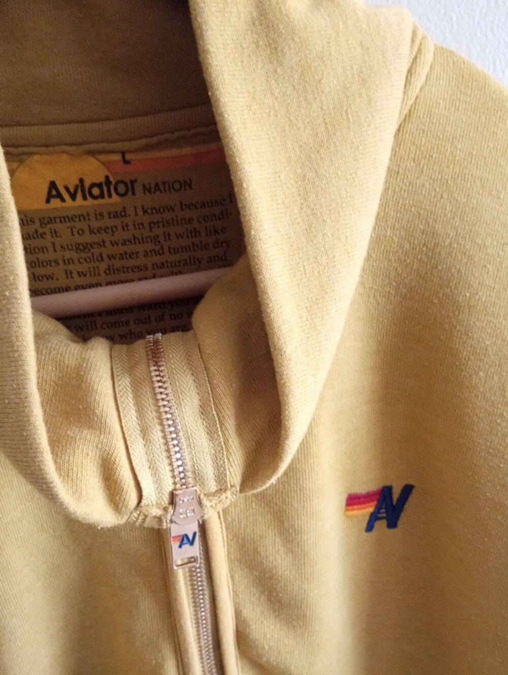 Aviator Nation Woman's Goldenrod Yellow Half-Zip Pullover - Picture 2 of 4